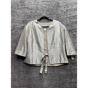 Vintage Chanel 1999 Silver Tweed Jacket Overcoat Size 44‎